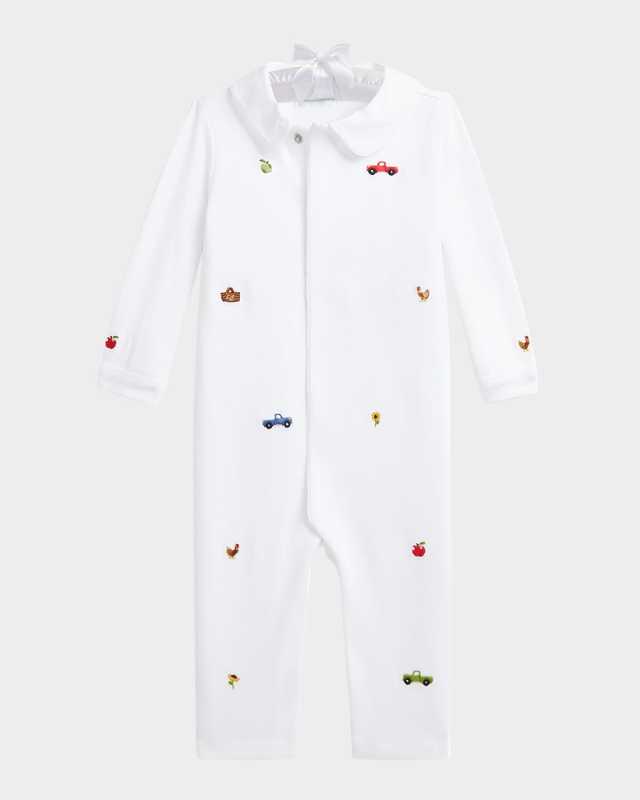 Boy's Embroidered Barnyard Coverall, Size 3M-12
